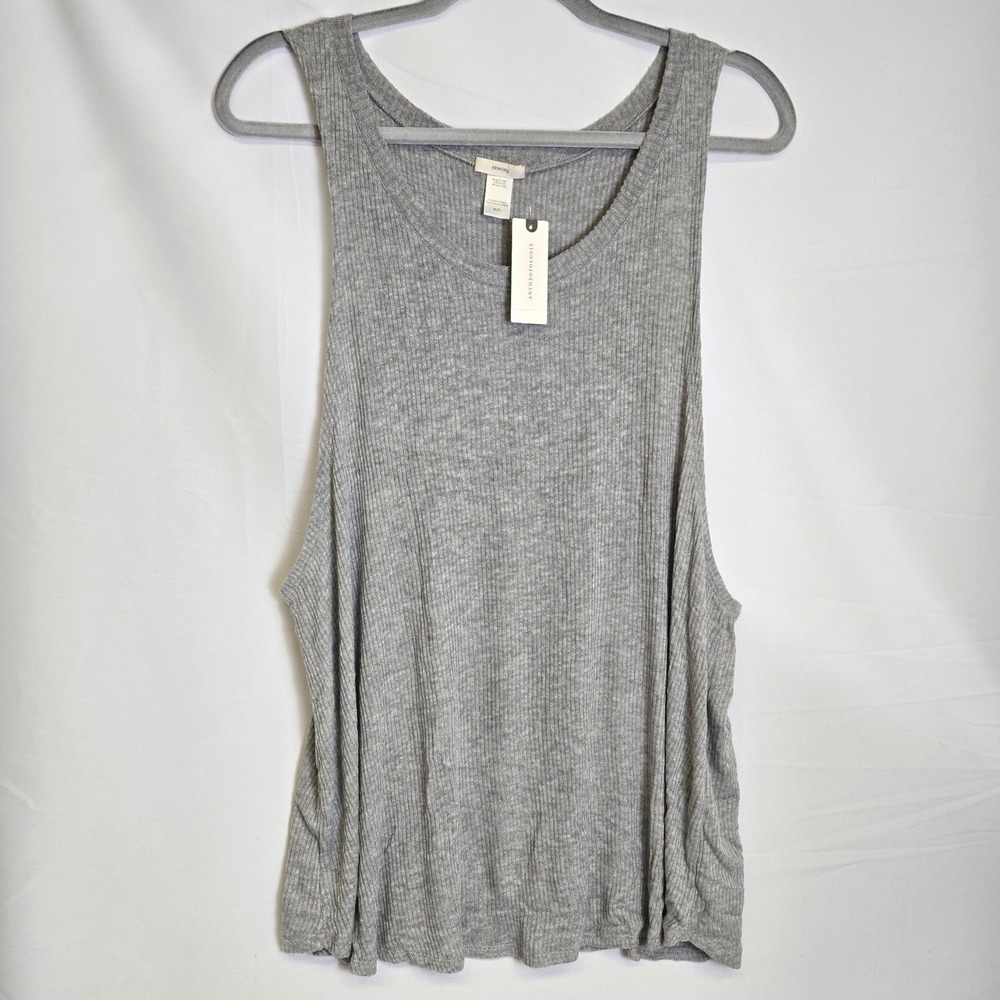 Eberjey Anthropologie Elon Ribbed Muscle Tank Top Sleepwear Comfy Grey XL New
